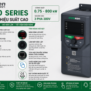 Biến tần Coreken H330, bản 1 pha 220V vào – 3 pha 220V ra và bản 3 pha 380V