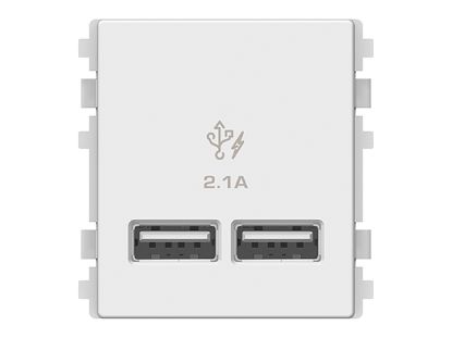 8432USB_WE - Hạt Ổ Cắm USB 2 Port 2.1A Màu Trắng