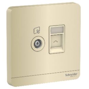 E8332TVRJS5_WG_G19 - Bộ Ổ Cắm Mạng Cat5e Và Ổ Cắm Tivi Size 86x86mm Màu Vàng Kim