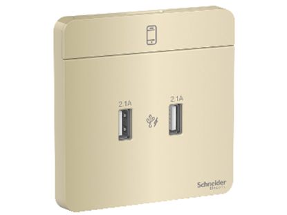E8332USB_WG_G19 - Bộ Ổ Cắm USB 2Port Size 86x86mm Màu Vàng Kim