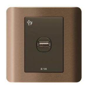E8431USB_SZ_G19 - Bộ Ổ Cắm USB 1 Port 2.1A Size 87x87mm Màu Đồng