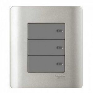 E8433_1_SA_G19 - Bộ Công Tắc Ba 1 Chiều Size 87x87mm Màu Xám Bạc