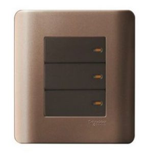 E8433_1_SZ_G19 - Bộ Công Tắc Ba 1 Chiều Size 87x87mm Màu Đồng