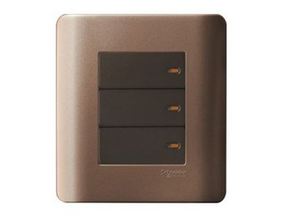 E8433_1_SZ_G19 - Bộ Công Tắc Ba 1 Chiều Size 87x87mm Màu Đồng
