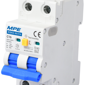 Cầu dao bảo vệ dòng rò, quá tải và ngắn mạch RCBO2, 2 cực, 16A, 30mA, 6kA mã RCBO2-30/216