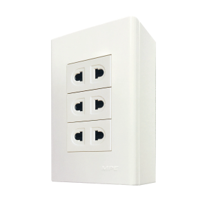 Bộ ổ cắm đơn 3 ổ cắm 2 chấu và đế nổi đơn mã A60B13UV (Vặn vít