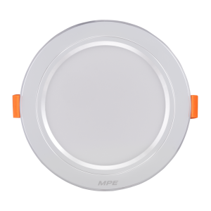 LED Downlight âm trần nhôm, viền bạc 12W ánh sáng vàng DLB-12V