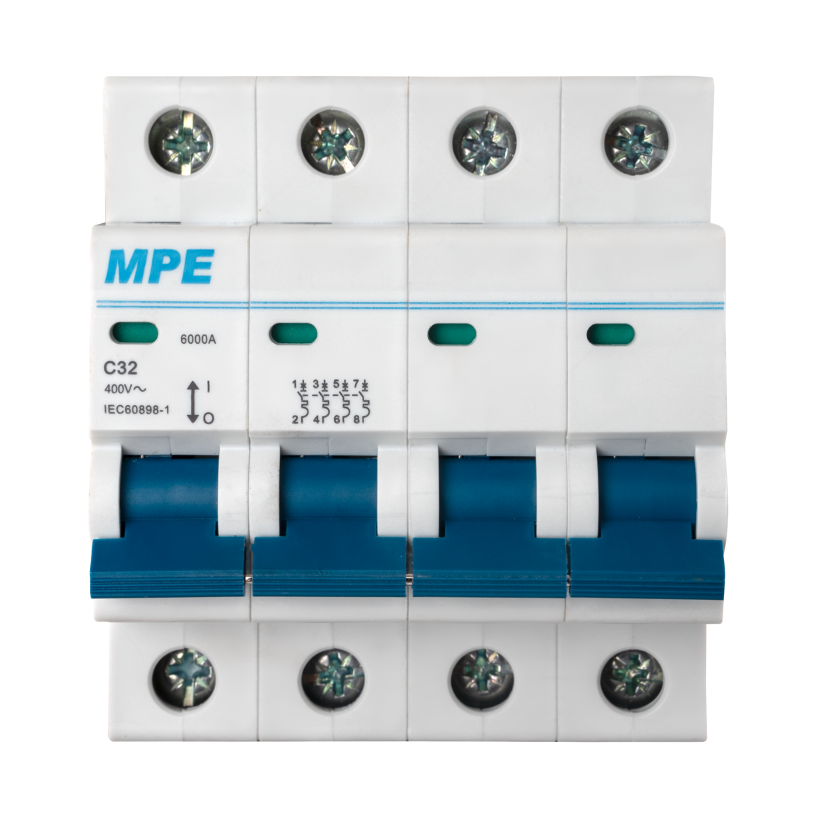 Cầu dao tự động MCB 4 cực, 32A, 6kA mã MP6-C432