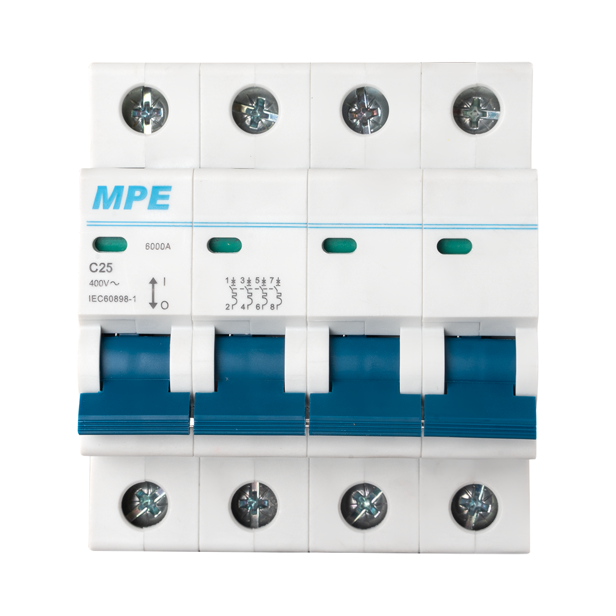 Cầu dao tự động MCB 4 cực, 25A, 6kA mã MP6-C425