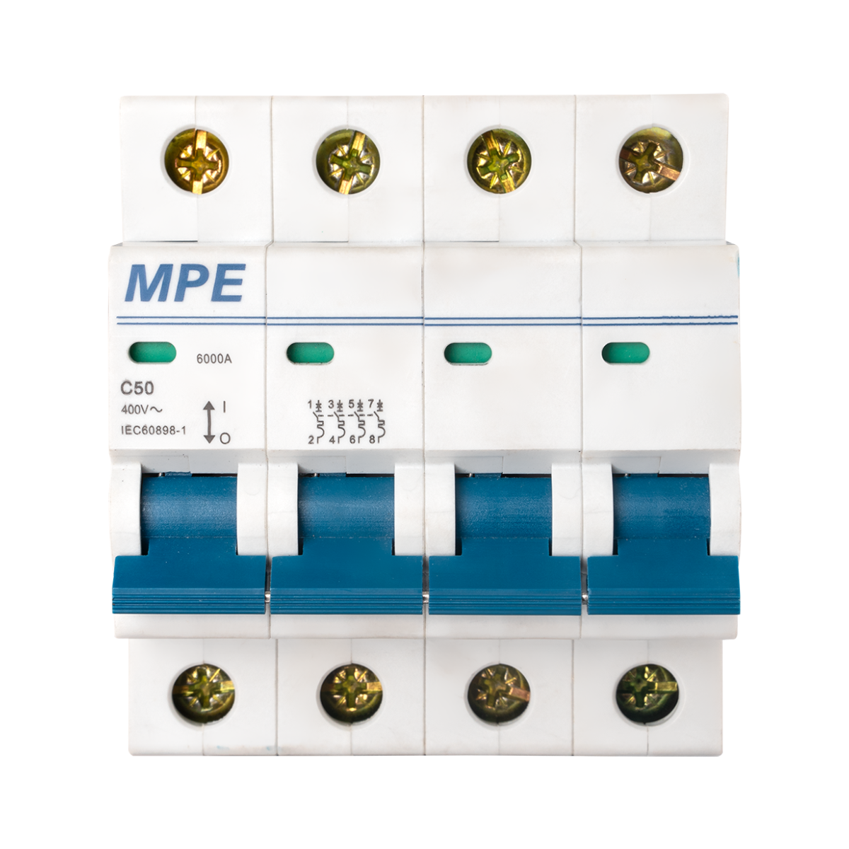 Cầu dao tự động MCB 4 cực, 50A, 6kA mã MP6-C450