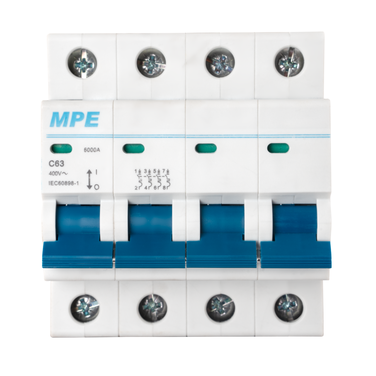 Cầu dao tự động MCB 4 cực, 63A, 6kA mã MP6-C463