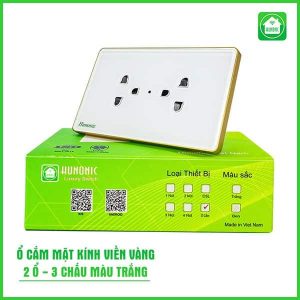 Ổ Cắm Hunonic Có Tiếp Địa Viền Vàng