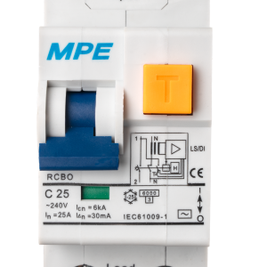 Cầu dao bảo vệ dòng rò, quá tải và ngắn mạch RCBO 2 cực, 25A, 30mA, 6kA mã RCBO-30/225