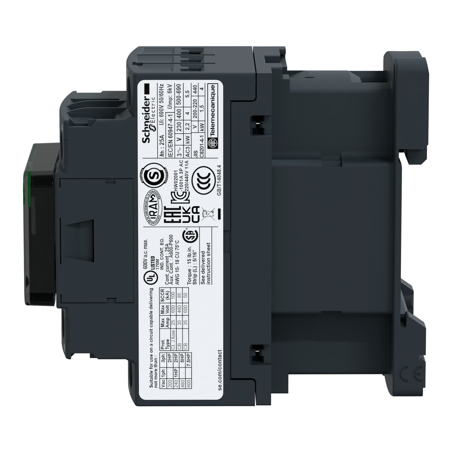 Schneider LC1D12P7 - Contactor Schneider LC1D12P7 3P 12A 230VAC