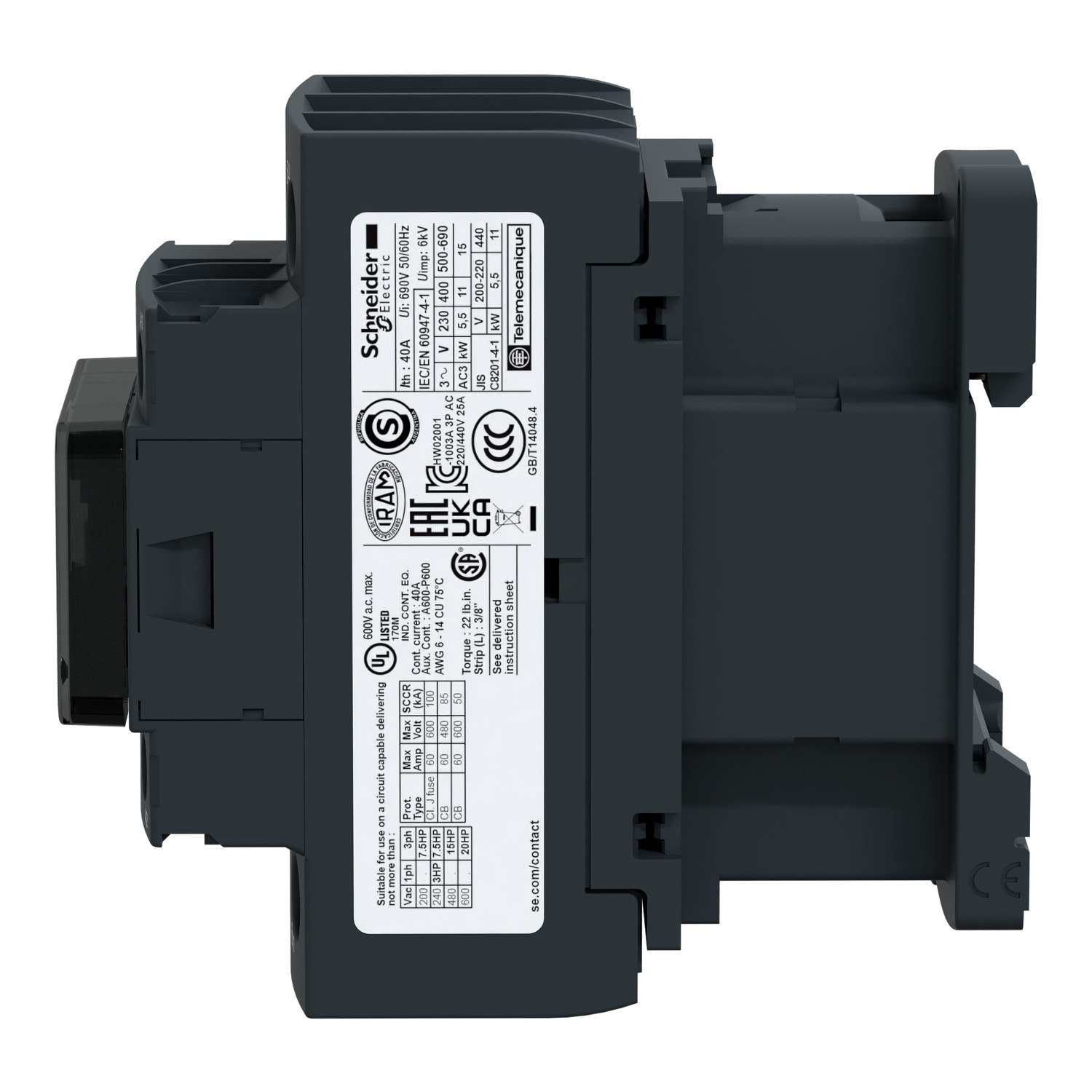 Schneider LC1D38M7 - Contactor Schneider LC1D38M7 3P 38A 220VAC