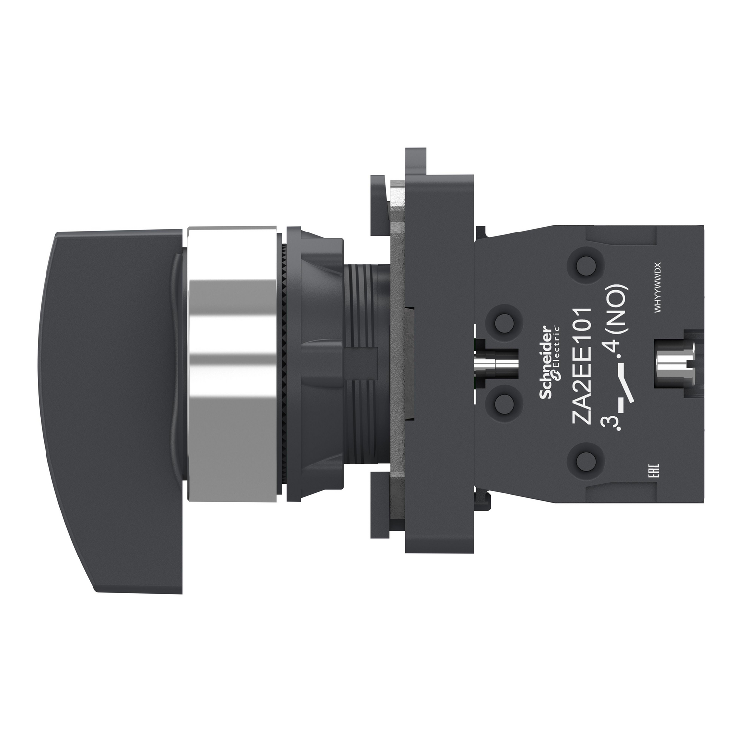 Schneider XA2AJ33 - Công tắc xoay hoàn chỉnh Schneider XA2AJ33, Easy Harmony XA2, đầu nhựa, tay nắm dài, Ø 22mm, 3 vị trí, 2 NO, tự giữ (stay-put), màu đen.