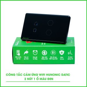 Công Tắc Cảm Ứng Wifi 2in1 Hunonic Datic Màu Đen